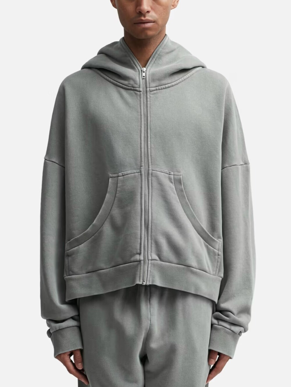 Entire Studios Men's Grey Full Zip Hoodie
